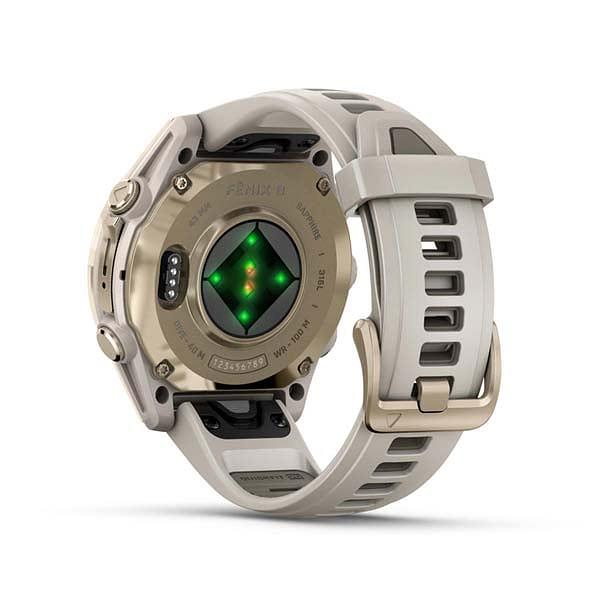 Garmin Fenix 8 43Mm, Amoled Sapphire Soft Gold/Fog Gray Leather Band