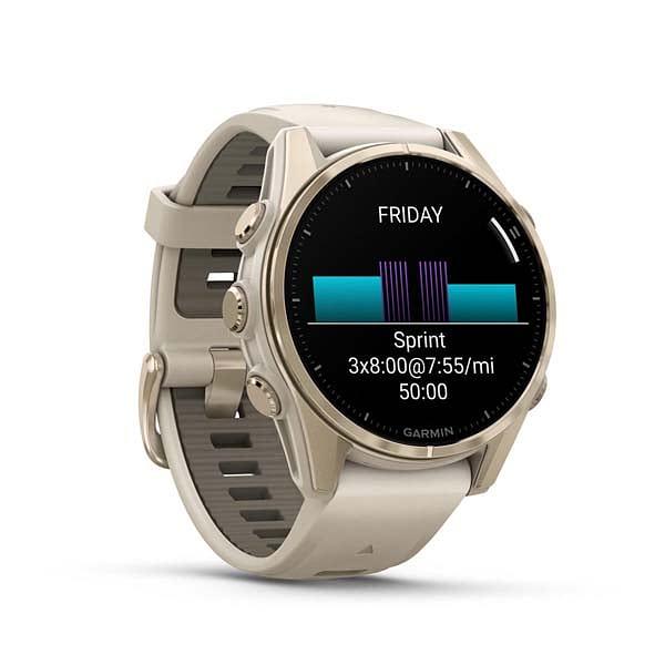 Garmin Fenix 8 43Mm, Amoled Sapphire Soft Gold/Fog Gray Leather Band
