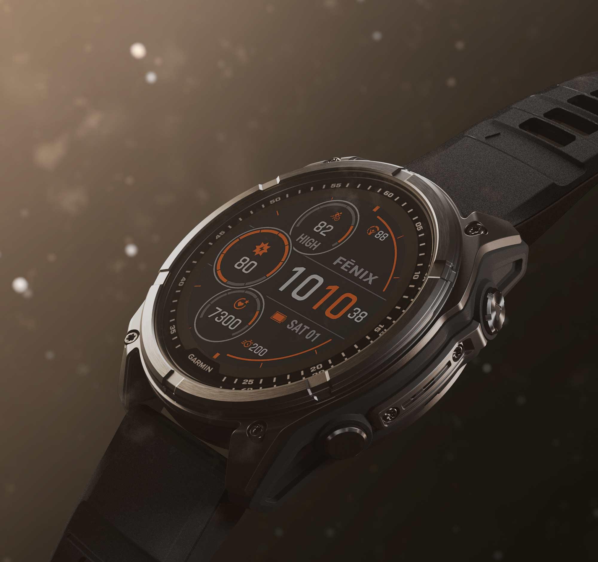 Garmin Fenix 8 51Mm, Saph Solar,Crbngry Ti/Blk,Blkpblgrybnd, Sea (Sapphire Solar)